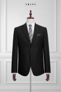 397 Bộ Vest Nam Đen Gân Đậm 2 Nút #1